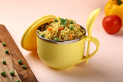 KIDINGTON Maggi Noodles & Soup Bowl with Spoon, Airtight Leakproof Lid, Handle,Spoon Holder, Stainless Steel Soup-tok Stainless Steel Storage - Image 2