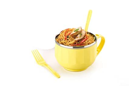 KIDINGTON Maggi Noodles & Soup Bowl with Spoon, Airtight Leakproof Lid, Handle,Spoon Holder, Stainless Steel Soup-tok Stainless Steel Storage - Image 3