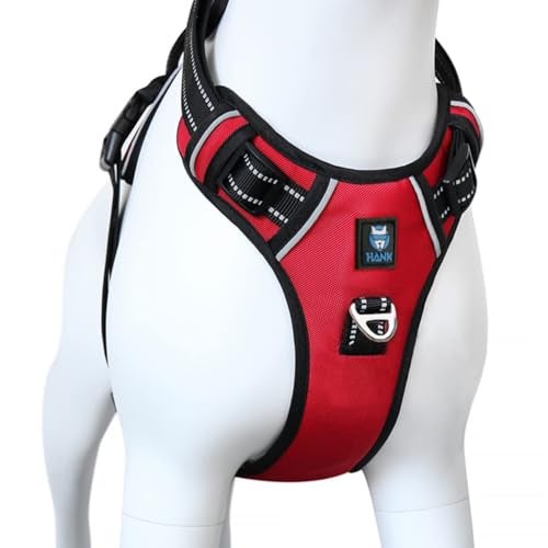 HANK Dog Harness | 3M Reflective | Body Vest for Small Dogs | Soft Comfortable | Adjustable Buckles | No Pull Harness for Training, Walking (Red - S (4-13Kg) - Image 1