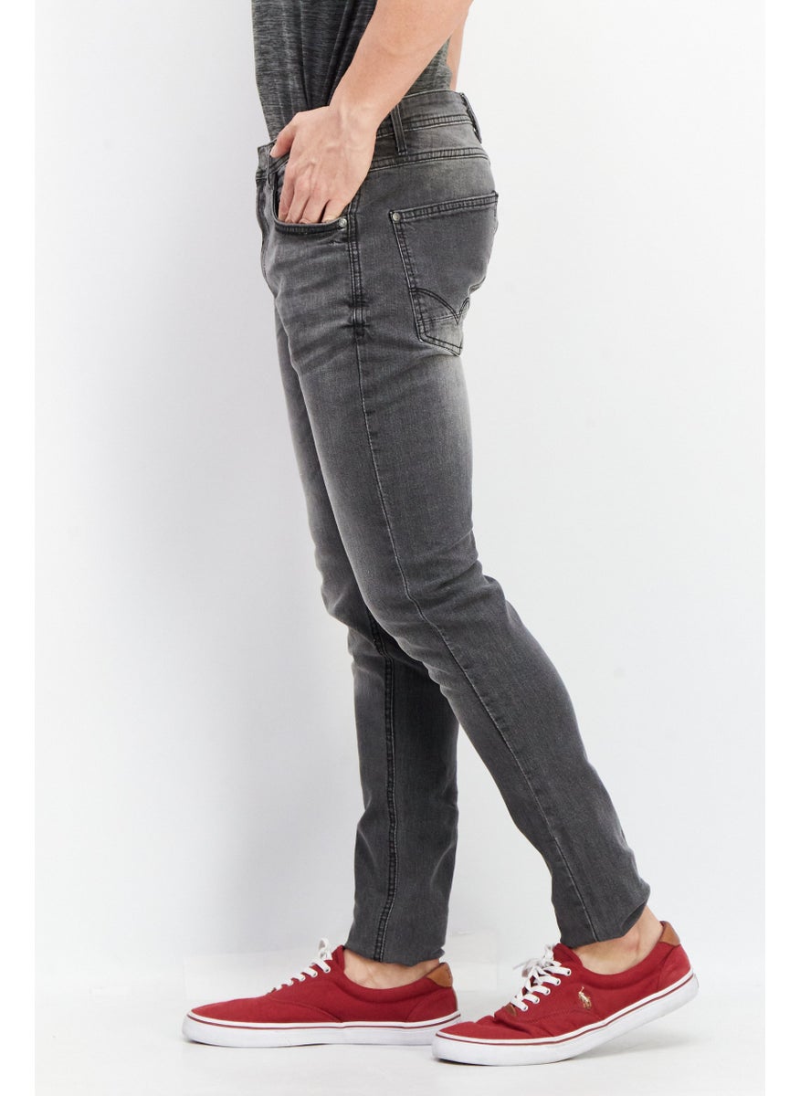 DUCK AND COVER Men Slim Fit Washed Denim Jeans, Grey  - Image 2