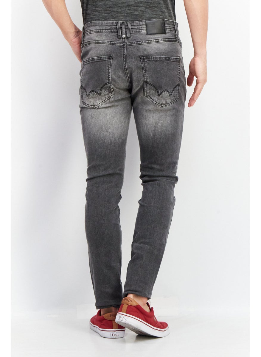 DUCK AND COVER Men Slim Fit Washed Denim Jeans, Grey  - Image 3