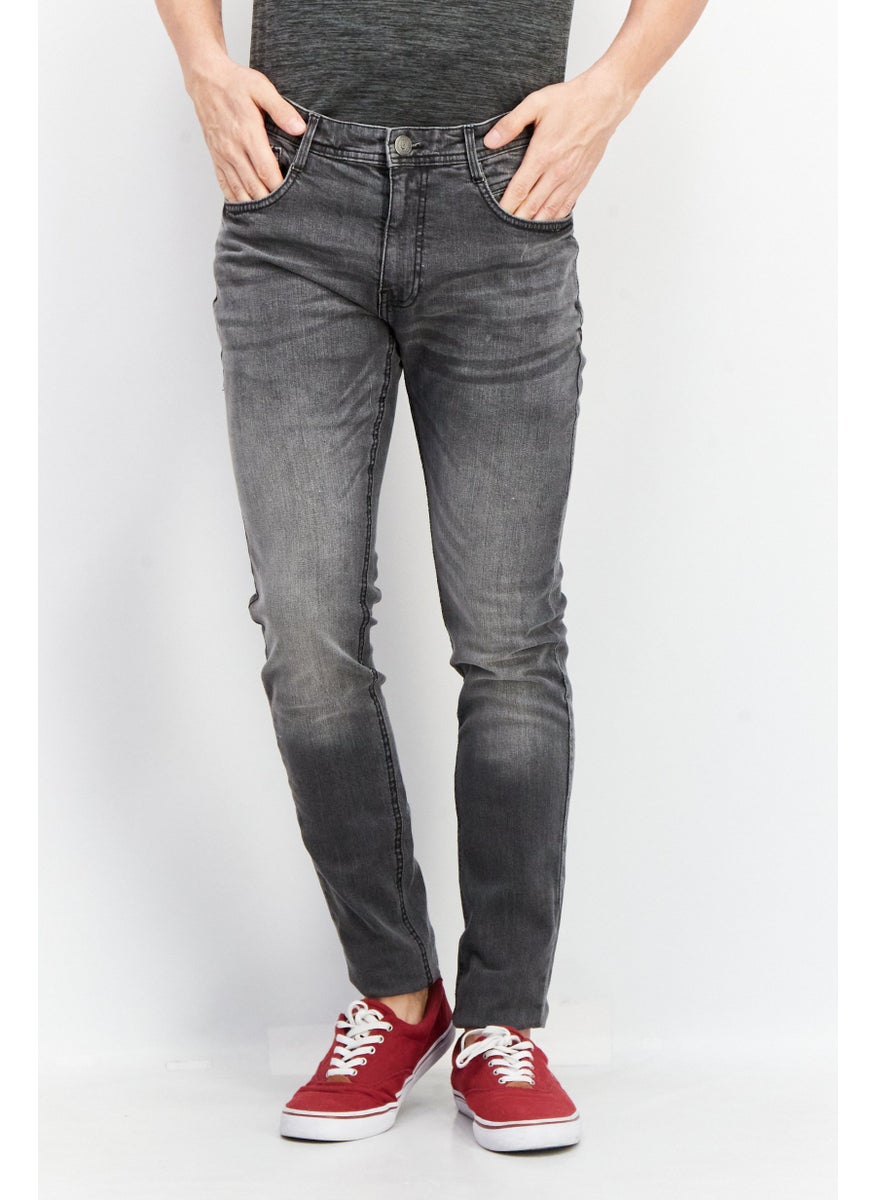 DUCK AND COVER Men Slim Fit Washed Denim Jeans, Grey  - Image 1