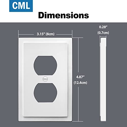 CML Hardware CML Modern Framed Single Duplex Wall Plate, 20 Pack Decorative Outlet Covers, 1-Gang Switch Plates, Impact Resistant Polycarbonate, Standard Size 3.15”X 4.87”, White - Image 5