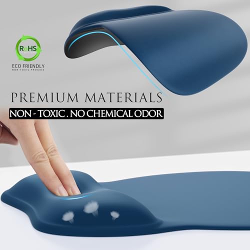 MROCO Ergonomic Mouse Pad with Gel Wrist Rest, Comfortable Mousepad with Smooth Wrist Support Surface and Non-Slip PU Base for Pain Relief, Computer, Laptop, Office & Home, 9.4 x 8.1 in, Navy Blue - Image 3