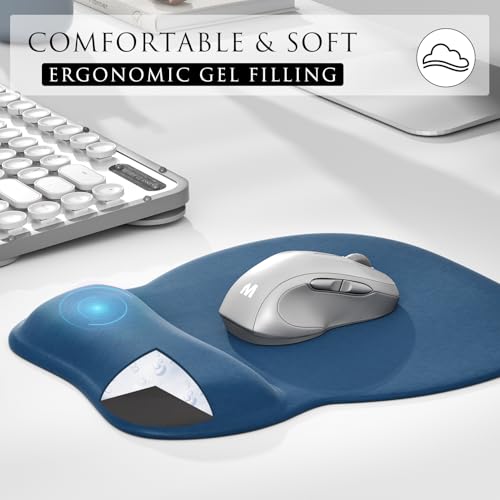MROCO Ergonomic Mouse Pad with Gel Wrist Rest, Comfortable Mousepad with Smooth Wrist Support Surface and Non-Slip PU Base for Pain Relief, Computer, Laptop, Office & Home, 9.4 x 8.1 in, Navy Blue - Image 4