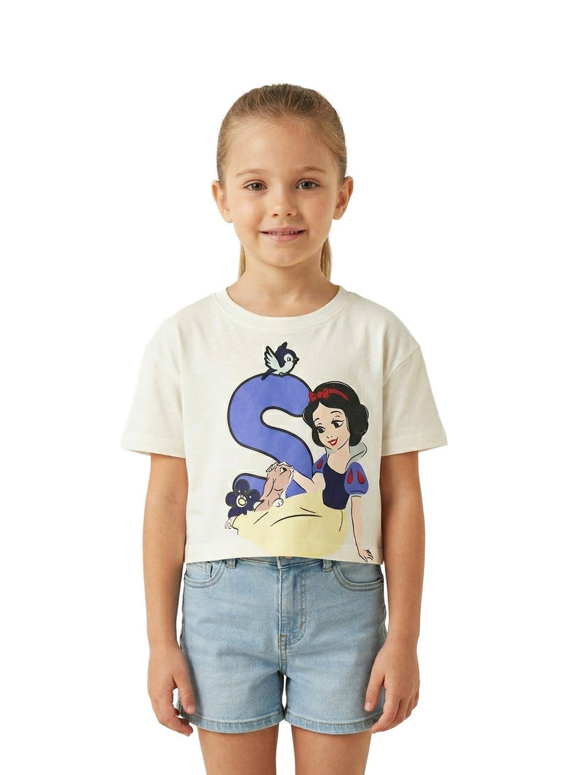 Disney تي شيرت قصير لطيف للبنات من ديزني سنو وايت - Image 1