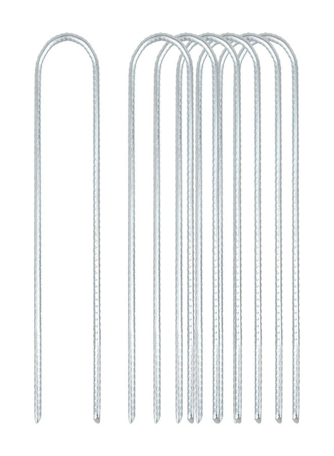 CHNPLUM Trampoline Wind Stakes 12 Inch, Heavy Duty U Shaped Rebar Tent Fence Stakes for Ground, Galvanized Trampoline Tie Down Anchor Kit 7 Pack - Image 1