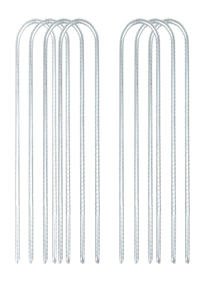 CHNPLUM Trampoline Wind Stakes 12 Inch, Heavy Duty U Shaped Rebar Tent Fence Stakes for Ground, Galvanized Trampoline Tie Down Anchor Kit 7 Pack - Image 2