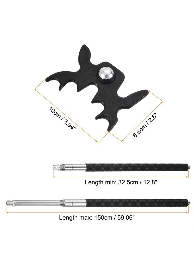 PATIKIL جسر عصا بلياردو قابل للسحب، مقبض سيليكون ملحق عصا البلياردو مع رأس جسر بلاستيكي قابل للإزالة لمنافسة طاولة البلياردو، أسود - Image 1