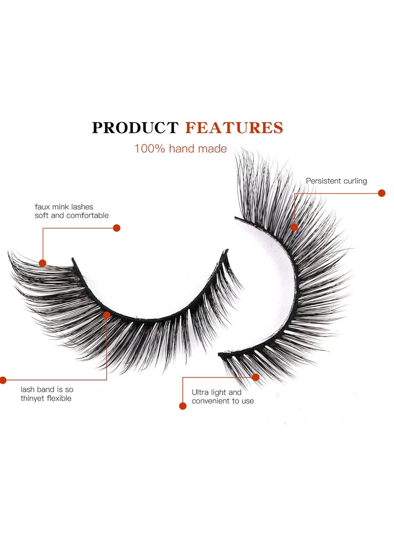 LashesMD Natural False Eyelashes Mink Lashes Wispy Cat Eye Lashes Fluffy Pack 3D Strip Short Volume Fake Eyelashes 7 Pairs - Image 2