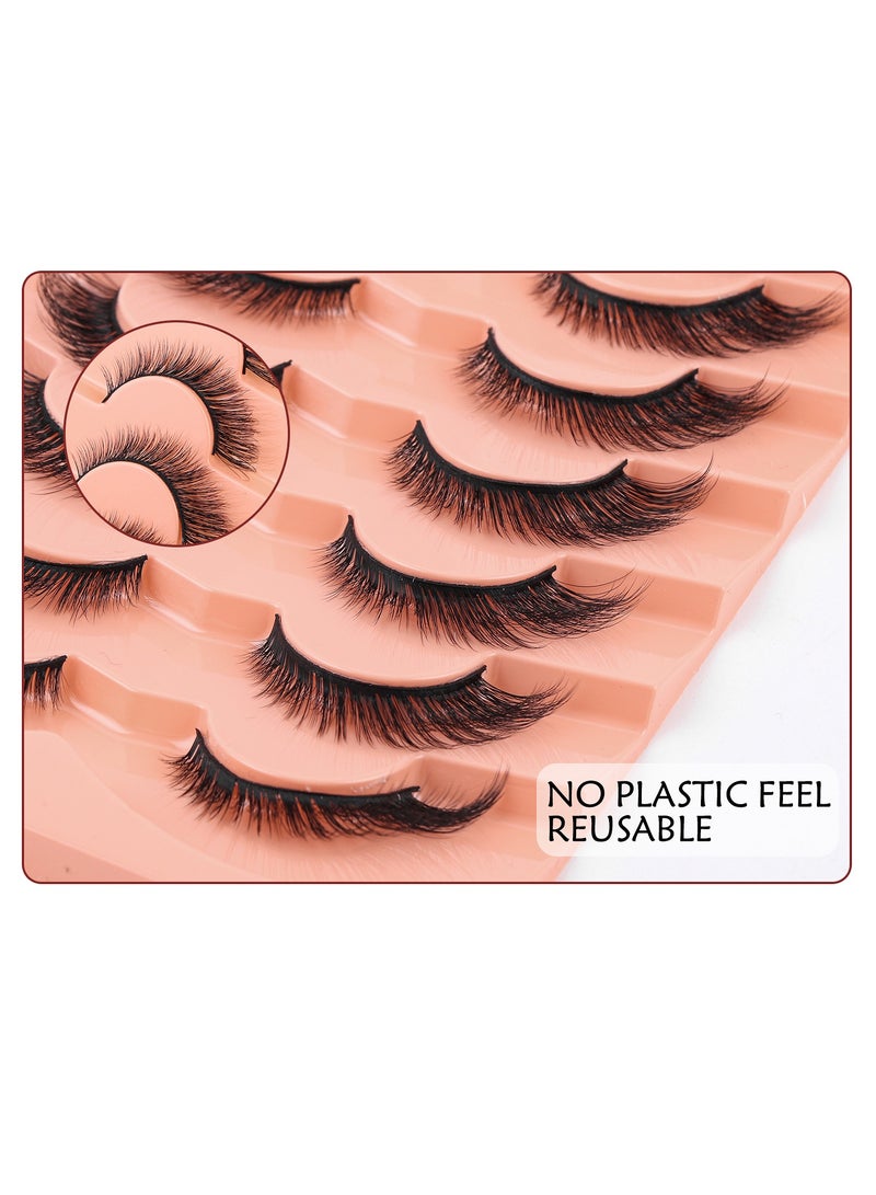 LashesMD Natural False Eyelashes Mink Lashes Wispy Cat Eye Lashes Fluffy Pack 3D Strip Short Volume Fake Eyelashes 7 Pairs - Image 5