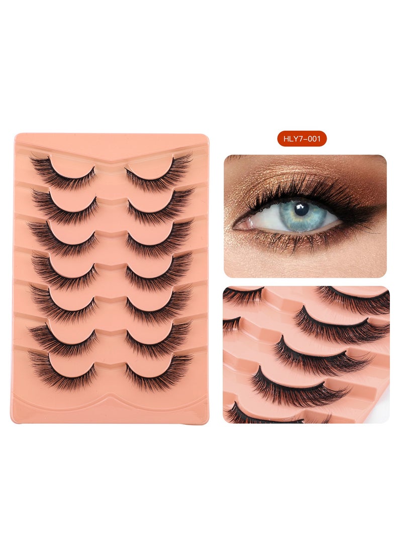 LashesMD Natural False Eyelashes Mink Lashes Wispy Cat Eye Lashes Fluffy Pack 3D Strip Short Volume Fake Eyelashes 7 Pairs - Image 4