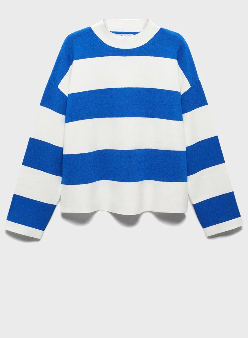 MANGO Crew Neck Color Block Sweater