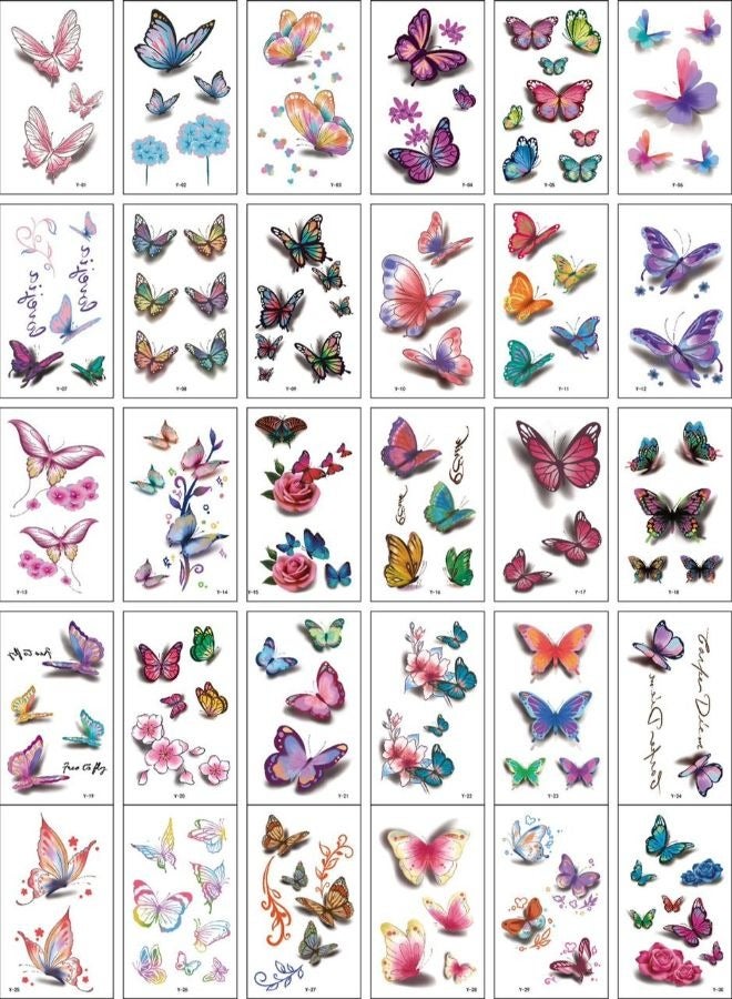 30 Sheets  DIY Butterfly Temporary Tattoo Fashion Designs for Body - Image 1
