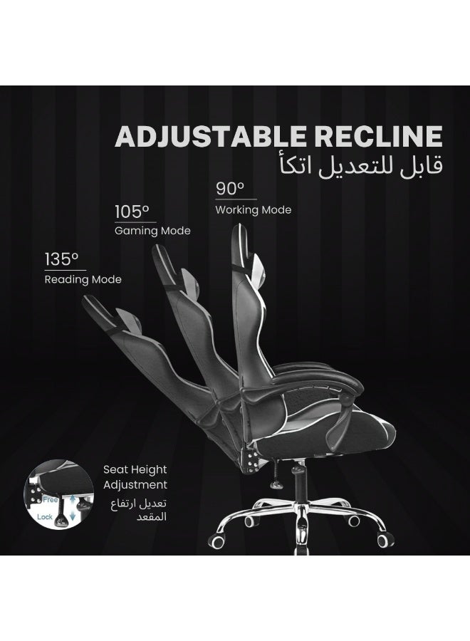 GTPLAYER #1USA Ergonomic Gaming Chair with Adjustable Lumbar Support Cushion, Headrest & Armrests – PU Leather Computer Video Game Desk Chair for Gaming & Office - Black black - Image 4