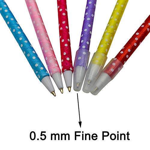 Maydahui 12 PCS Pom Pom Ballpoint Pen Cute Kawaii Fluffy Ball Pens Bowknot Polka Dot Blue Gel Ink for School Girls Valentine's Day - Image 4