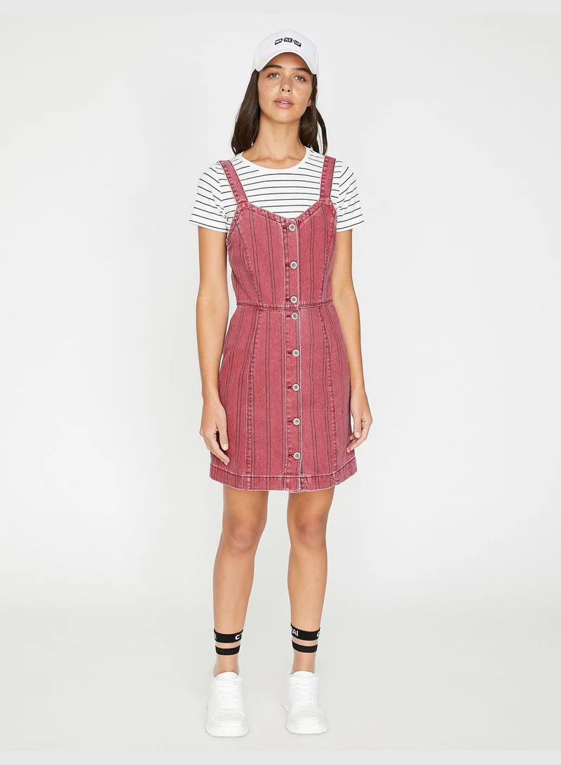 KOTON Striped Button-Front Dress