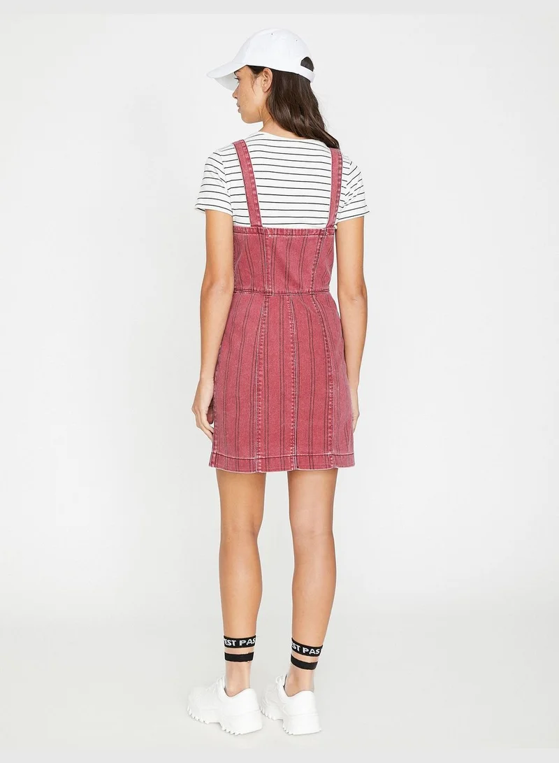 KOTON Striped Button-Front Dress