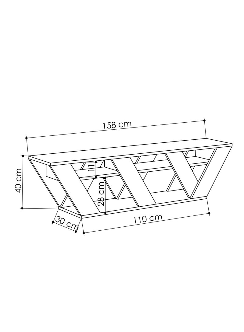 موراه حامل تلفزيون عصري من موراه هوم رالا، مناسب لأجهزة التلفزيون حتى ٦٥ بوصة | وحدات تلفزيون عصرية لغرفة المعيشة | خزانة تخزين خشبية برفوف من طبقتين | ١٥٨×٣٠×٤٠ سم | أبيض - Image 3