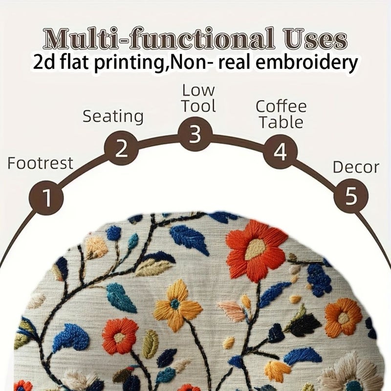 2d Flat Double Sided 16x16inch Round Printed Plush Pillow Abstract Floral Boho Decor for Sofa Living Room Bedroom - Image 5