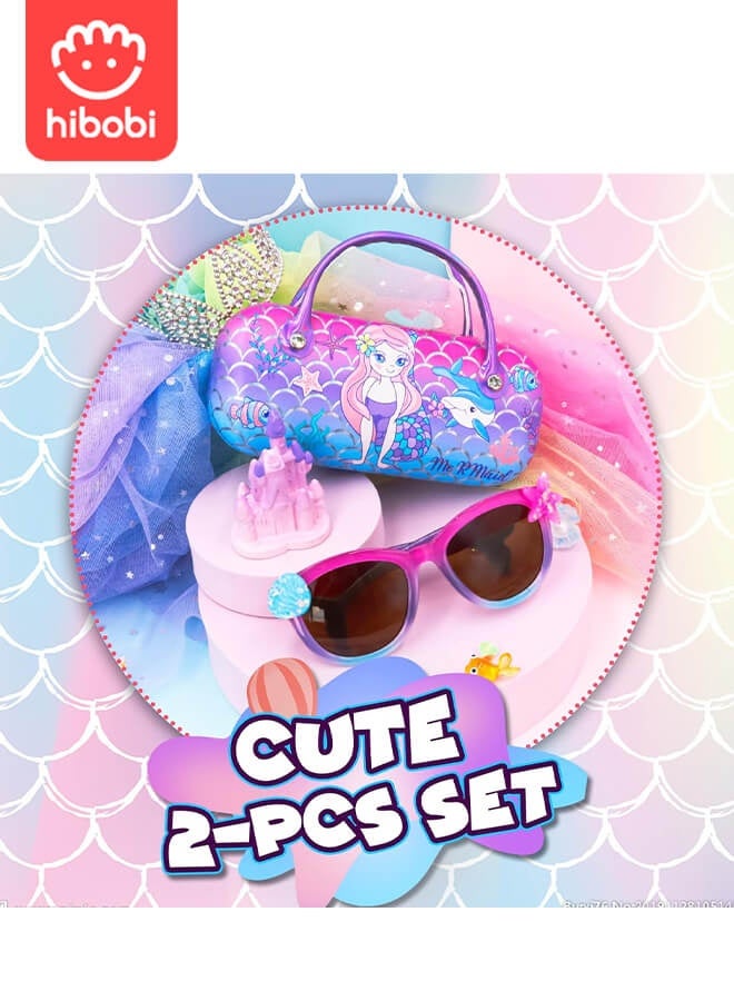hibobi Hibobi Mermaid Sunglasses & Carry Case Set for Girls – 2-Piece Ocean-Themed Gift with UV Protection – Cute Gradient Frame with Seashell & Starfish Decor – Ideal for Travel, Parties, Dress-Up  - Image 5