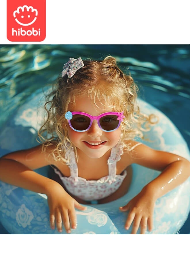 hibobi Hibobi Mermaid Sunglasses & Carry Case Set for Girls – 2-Piece Ocean-Themed Gift with UV Protection – Cute Gradient Frame with Seashell & Starfish Decor – Ideal for Travel, Parties, Dress-Up  - Image 3