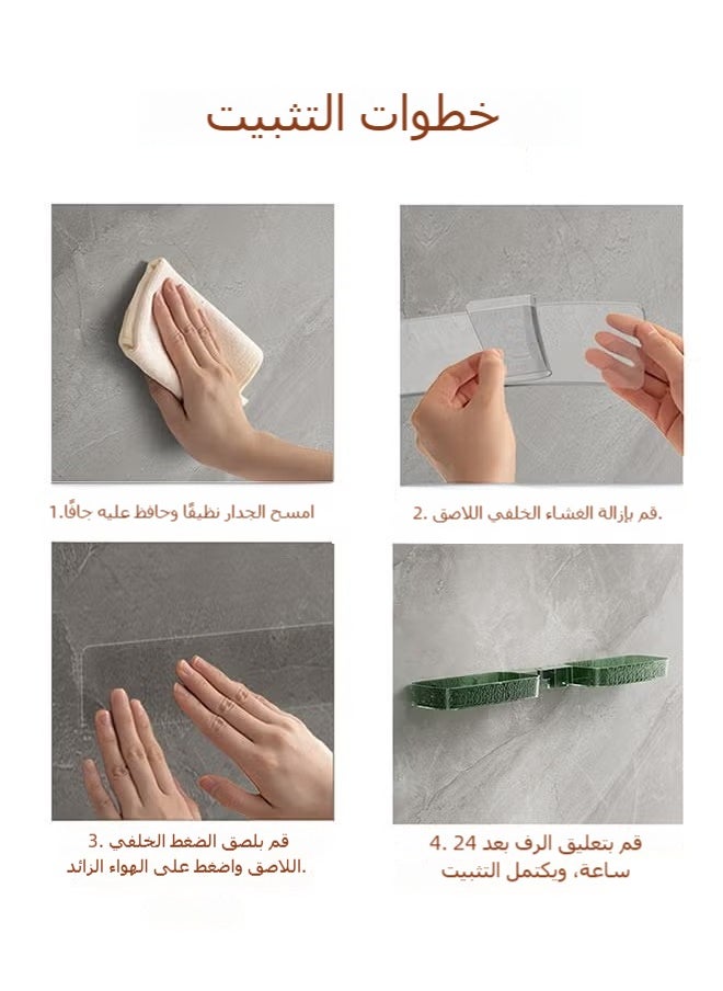 Generic - Bathroom shelf, two forms can be folded to place in the corner or flat, easy to install, durable, no drilling, with adhesive backing, space-saving, transparent color - Image 1