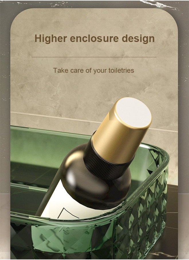 Generic - Bathroom shelf, two forms can be folded to place in the corner or flat, easy to install, durable, no drilling, with adhesive backing, space-saving, transparent color - Image 1