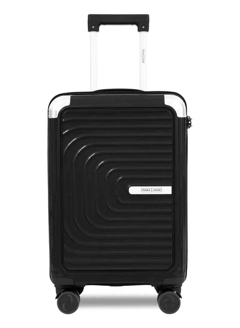 PARAJOHN SkyCore 20-Inch Premium PP Cabin Luggage Trolley Bag with 8 Spinner Wheels & Combination Lock – Lightweight Carry-On Travel Bag for Men & Women – Black