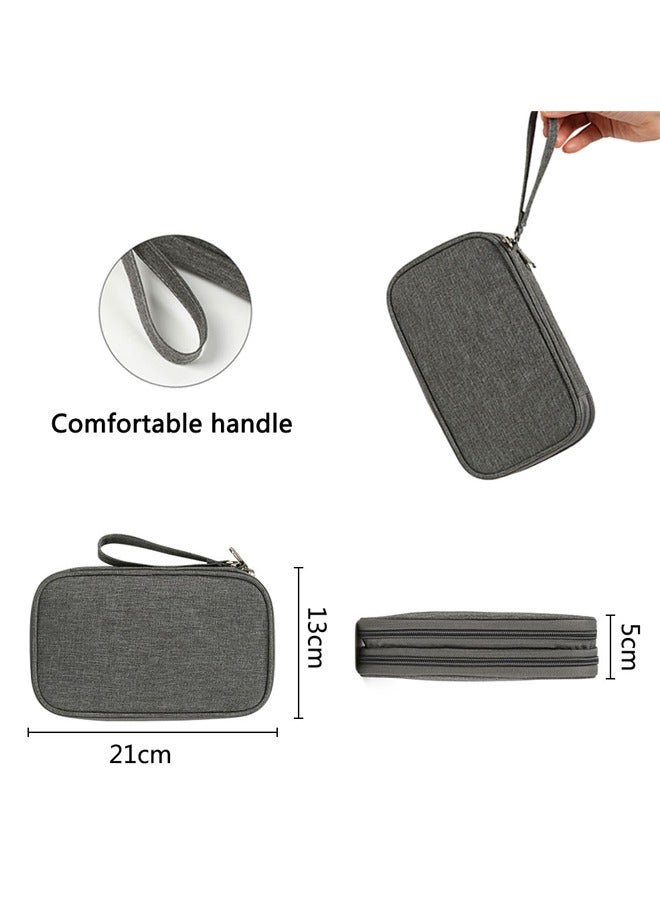 GUSGU Electronic Organizer Bag, Water-Resistant Travel Cable Organizer Bag Pouch Electronic Accessories Carry Case Portable Double Layers Storage Bag for Cable, Cord, Charger, SD Card, Phone, Earphone Grey - Image 3