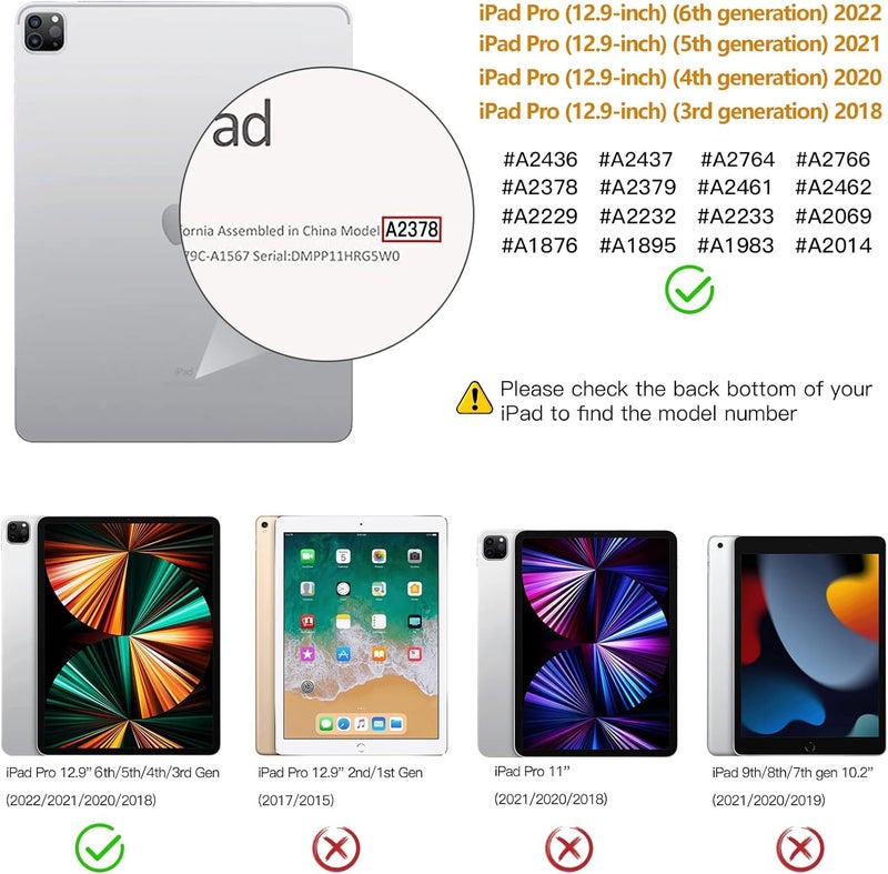 Printme Case for iPad Pro 12.9 Case 6th/5th/4th/3rd Gen with Pencil Holder, Trifold Stand Smart Cover with Soft TPU Back for iPad 12.9 Pro Case 2022/2021/2020/2018, Auto Wake/Sleep (Black) - Image 2