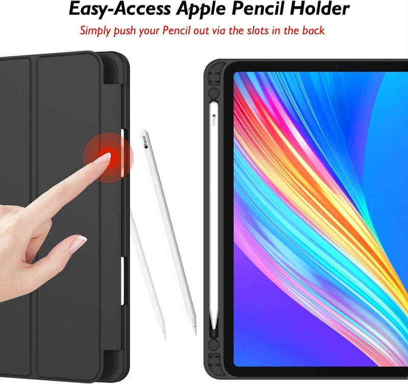 Printme Case for iPad Pro 12.9 Case 6th/5th/4th/3rd Gen with Pencil Holder, Trifold Stand Smart Cover with Soft TPU Back for iPad 12.9 Pro Case 2022/2021/2020/2018, Auto Wake/Sleep (Black) - Image 4