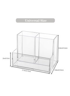 Y&D Pen Holder for Desk 2 Pack Clear Acrylic Makeup Brush Accessories Pencil Cup with Sticky Notes and 3 Compartments Organizer Art Supply  - Image 3