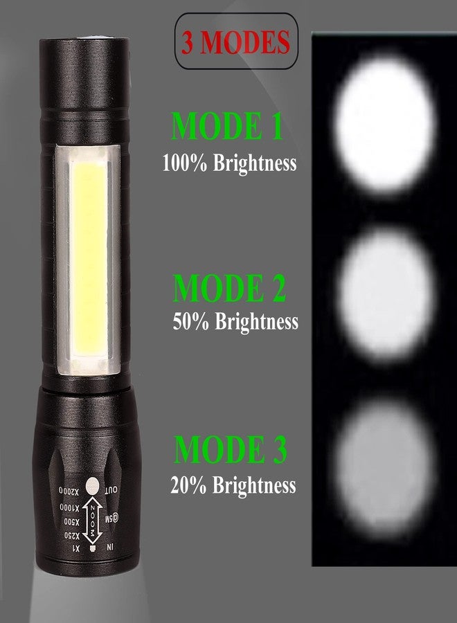 Care4 Care 4 Zoomable Handheld XPE+COB Mini USB Re Charge able Led Flashlight Torch (Black),with Side COB Light for Emergency Light, 140 Lumens - Image 3