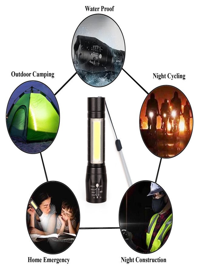Care4 Care 4 Zoomable Handheld XPE+COB Mini USB Re Charge able Led Flashlight Torch (Black),with Side COB Light for Emergency Light, 140 Lumens - Image 5