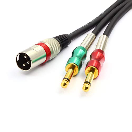 SiYear 6.6FT XLR 3 Pin to Double 6.35mm 1/4" TS Y Splitter Cable, Dual Mono Male (1/4 inch) 6.35mm to XLR Plug Stereo Microphone Cable (2M) - Image 2