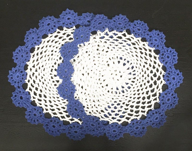 Fennco Styles Fennco Styles Handmade TwoTone Floral Crochet Tray Doilies 9 Round 2Piece  Navy Blue Cloth Placemats for Everyday Use Holidays Home Dcor Cocktail Party Tea Party Special Occasion - Image 1