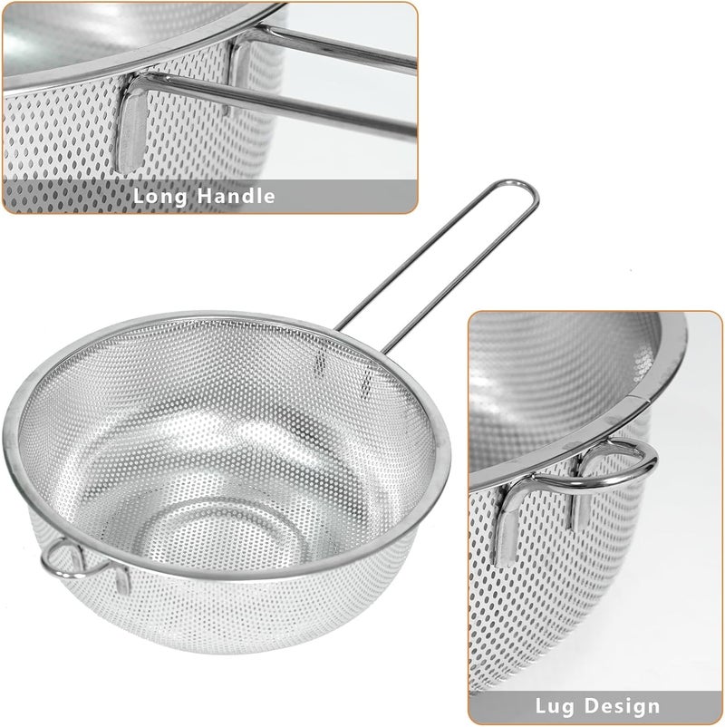 KASTWAVE Strainer with Long Handle, Round Kitchen Strainer, Mesh Strainer Pot, Strainer Skimmer in Stainless Steel, Easy to Clean, Rust Resistant, Sieve for Food, Tea, Rice, Oil, Noodles, Fruits and Vegetables - Image 2