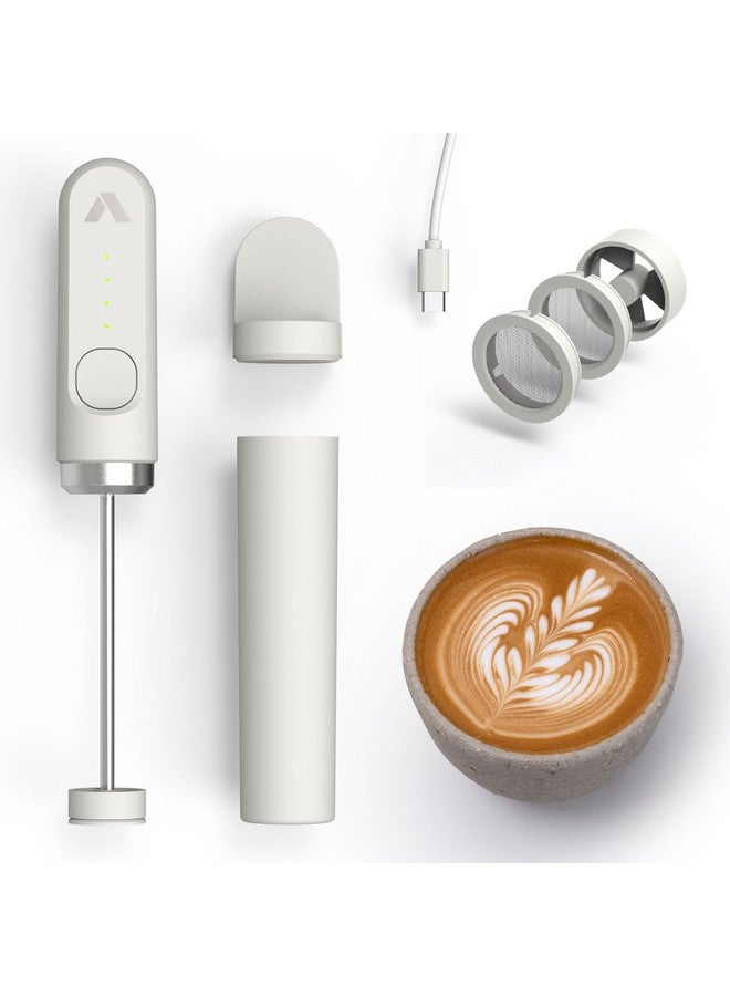 subminimal Subminimal Performance Milk Foamer - NanoFoamer Lithium Handheld Frother - Rechargeable, Dual-Speed - Microfoamed Milk in 30 Seconds, Barista-Style Coffee Drinks at Home - White Special Edition  - Image 1