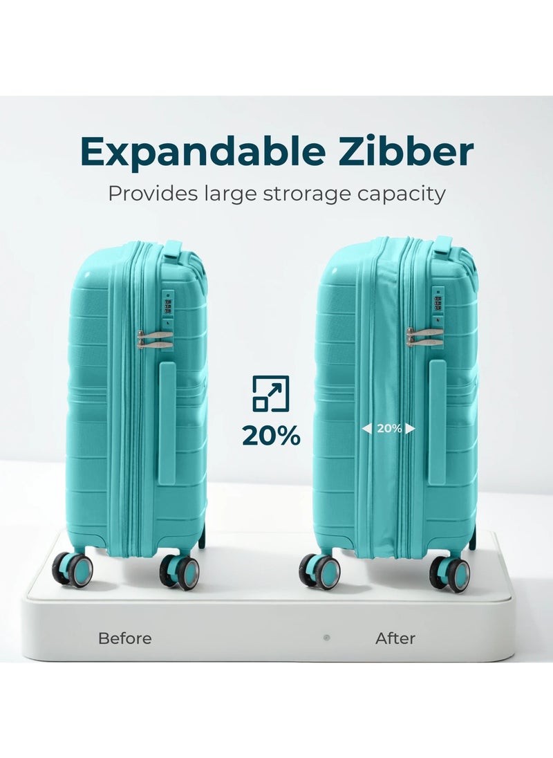i diD Expandable & Unbreakable Luggage Sets 3 Piece With TSA Lock, Luggage Set PP Material Travel Suitcase Set With Spinner Wheels, for Men Women, plus 3 PVC covers  - Image 3