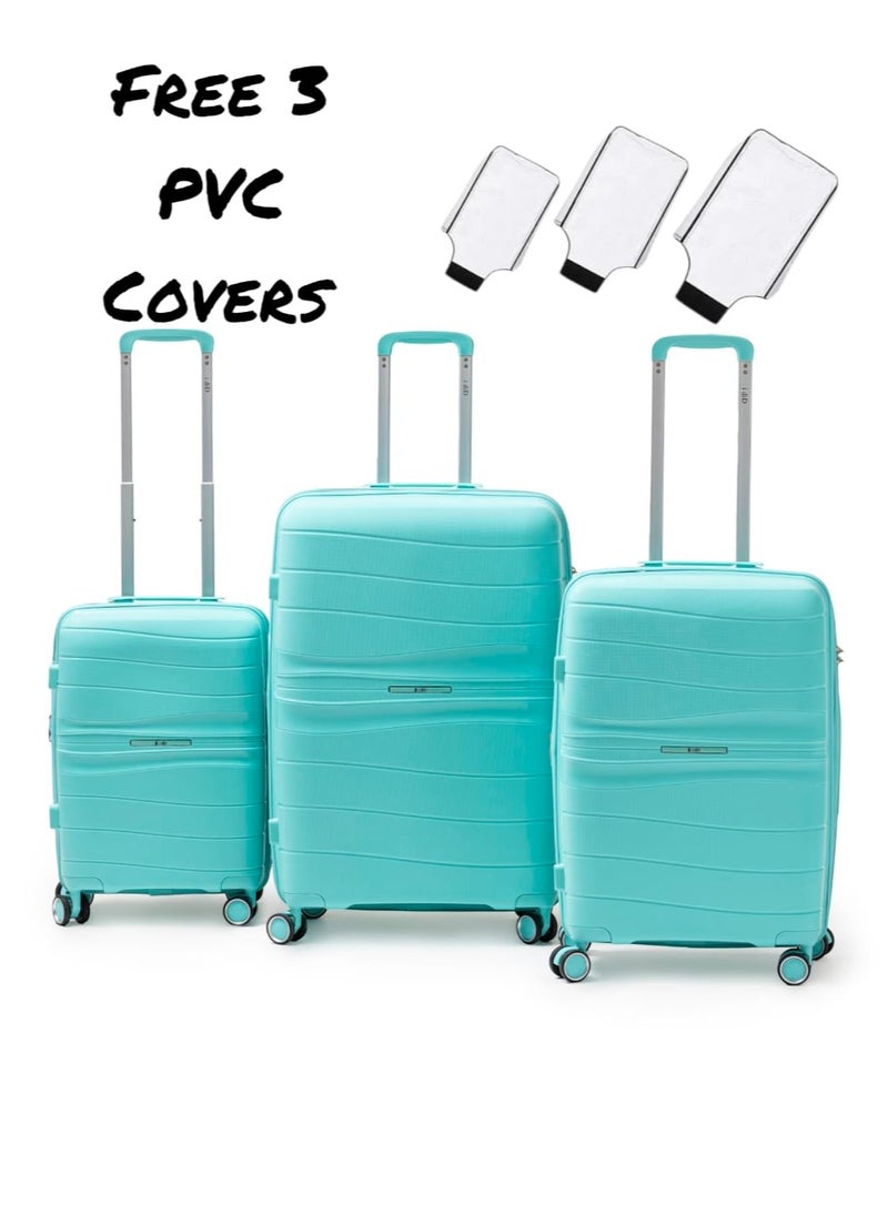 i diD Expandable & Unbreakable Luggage Sets 3 Piece With TSA Lock, Luggage Set PP Material Travel Suitcase Set With Spinner Wheels, for Men Women, plus 3 PVC covers  - Image 2