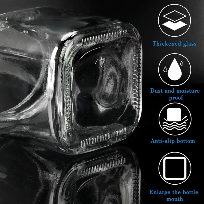 Mlici Condiment Jar Spice Container with Lids and Spoons, 8.6oz Clear Glass Condiment Canisters Pots Seasoning Box Salt Container Sugar Bowl Set of 3 for Kitchen, Containers, Black - Image 3