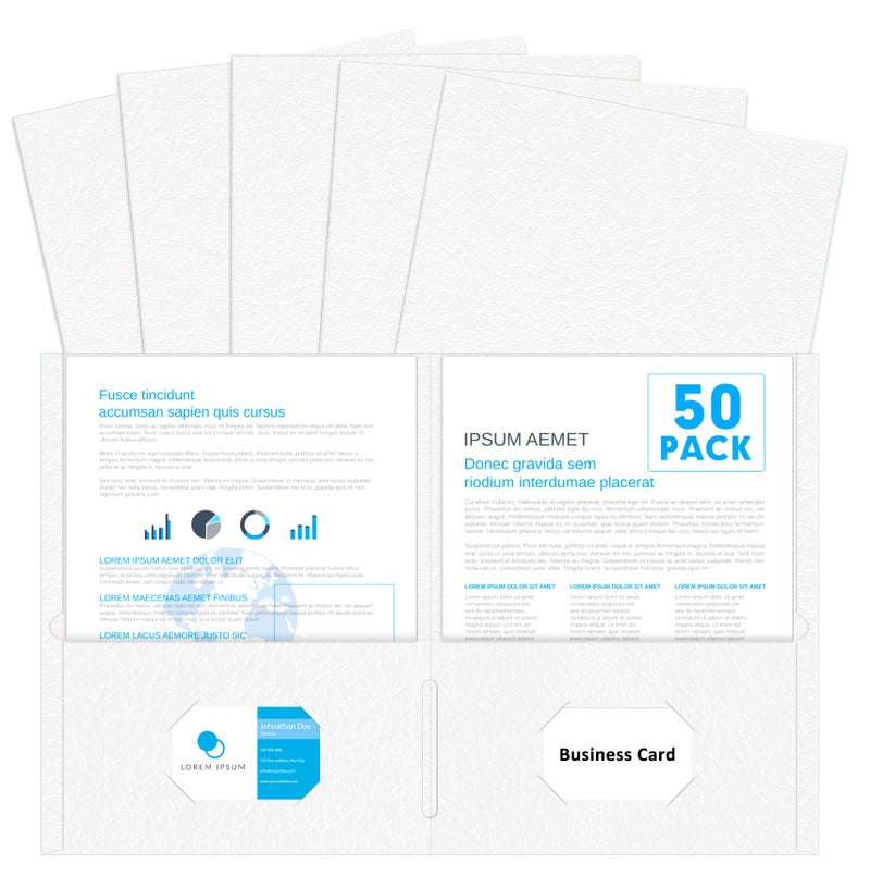 PANDRI Two Pocket Folders, PANDRI 50 Pack 2 Pocket Folders, Letter Size Paper File Folder for School Office Home Business, White - Image 1