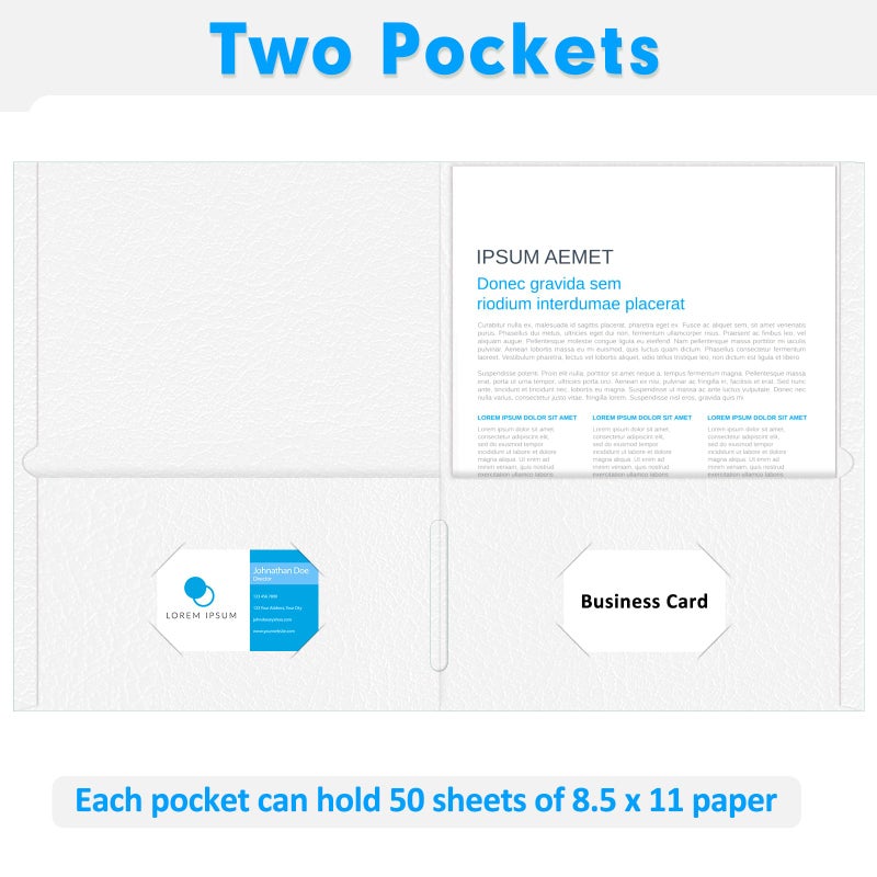 PANDRI Two Pocket Folders, PANDRI 50 Pack 2 Pocket Folders, Letter Size Paper File Folder for School Office Home Business, White - Image 4