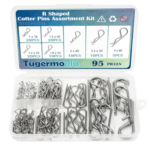 Tugermoola 95PCS 7 Sizes Stainless Steel Hitch Pin Clip Assortment Kit R Shaped Cotter Pins Fastener Clips OLA031 - Image 5