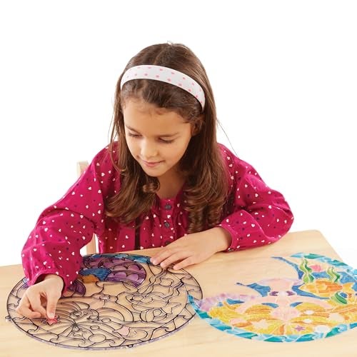 Melissa & Doug Stained Glass Made Easy Activity Kit: Mermaids - 140+ Stickers Kids Sticker Stained Glass Craft Kit; Mermaid Crafts for Kids Ages 5+ - Image 3