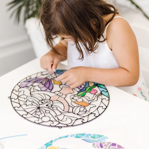 Melissa & Doug Stained Glass Made Easy Activity Kit: Mermaids - 140+ Stickers Kids Sticker Stained Glass Craft Kit; Mermaid Crafts for Kids Ages 5+ - Image 2