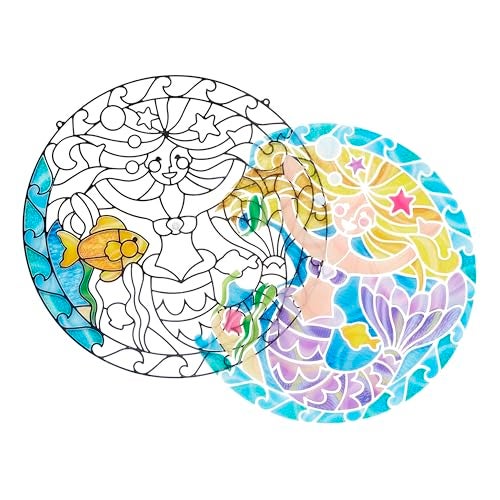 Melissa & Doug Stained Glass Made Easy Activity Kit: Mermaids - 140+ Stickers Kids Sticker Stained Glass Craft Kit; Mermaid Crafts for Kids Ages 5+ - Image 4
