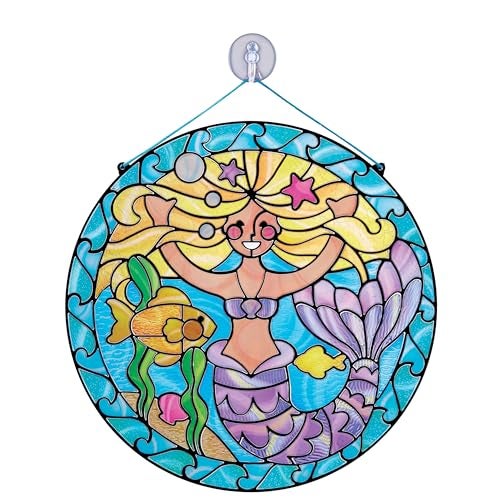 Melissa & Doug Stained Glass Made Easy Activity Kit: Mermaids - 140+ Stickers Kids Sticker Stained Glass Craft Kit; Mermaid Crafts for Kids Ages 5+ - Image 1