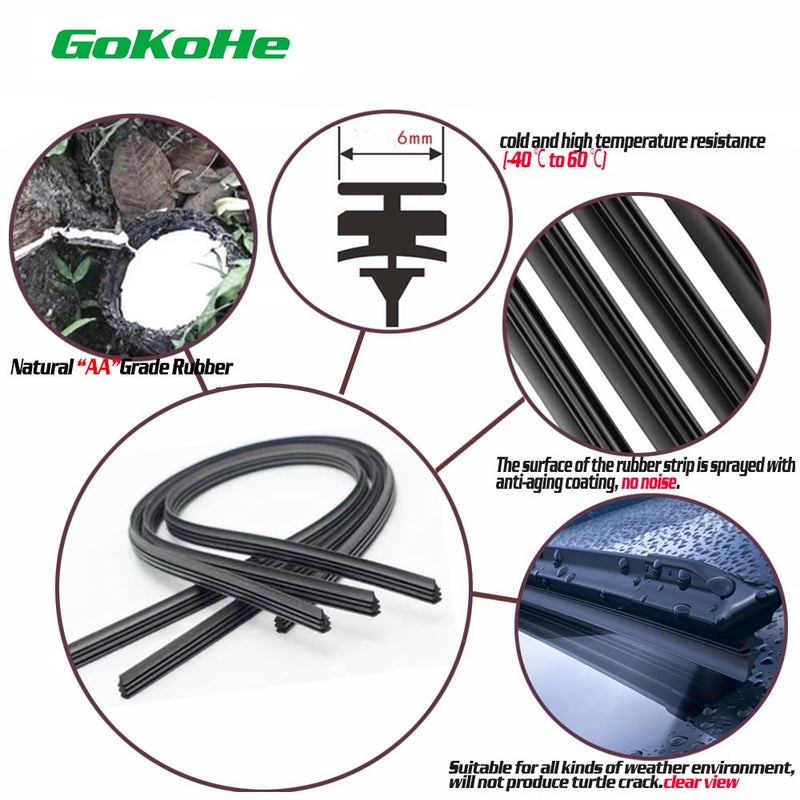 GoKoHe 20" + 20" Windshield Wiper Blades for Ford E-150 E-250 2003-2014 E-350 Super Duty 2000-2016 Explorer 2005-2010 Expedition 2000-2007 front windscreen wiper - Image 5